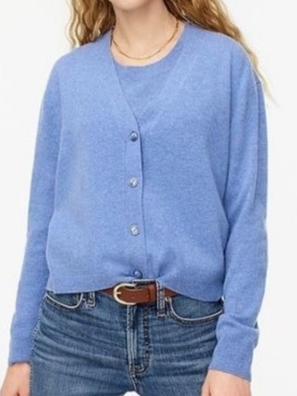 J. Crew Relaxed Fit 100% Cashmere Cardigan Sweater Cornflower Blue 2X